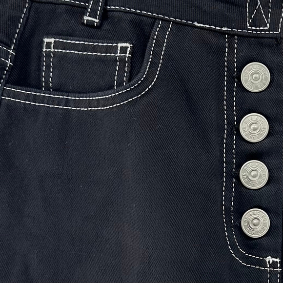 BDG Urban Outfitters BLACK DENIM Skater PUNK Jeans MINI SKIRT w/ Belt WOMENS M - Picture 4 of 7